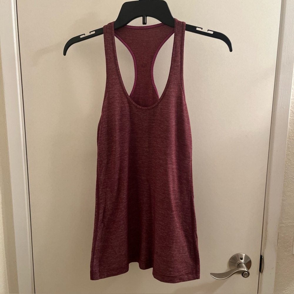 Lululemon Racerback Tank Top Heathered burgundy Sz S (4)